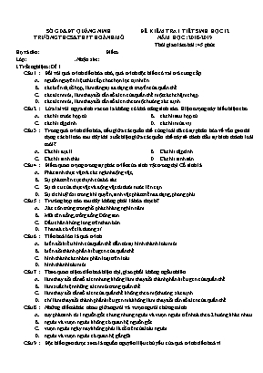 Đề kiểm tra 1 tiết môn Sinh học Lớp 12 - Năm học 2018-2019 - Trường THCS và THPT Hoành Mô (Có đáp án)